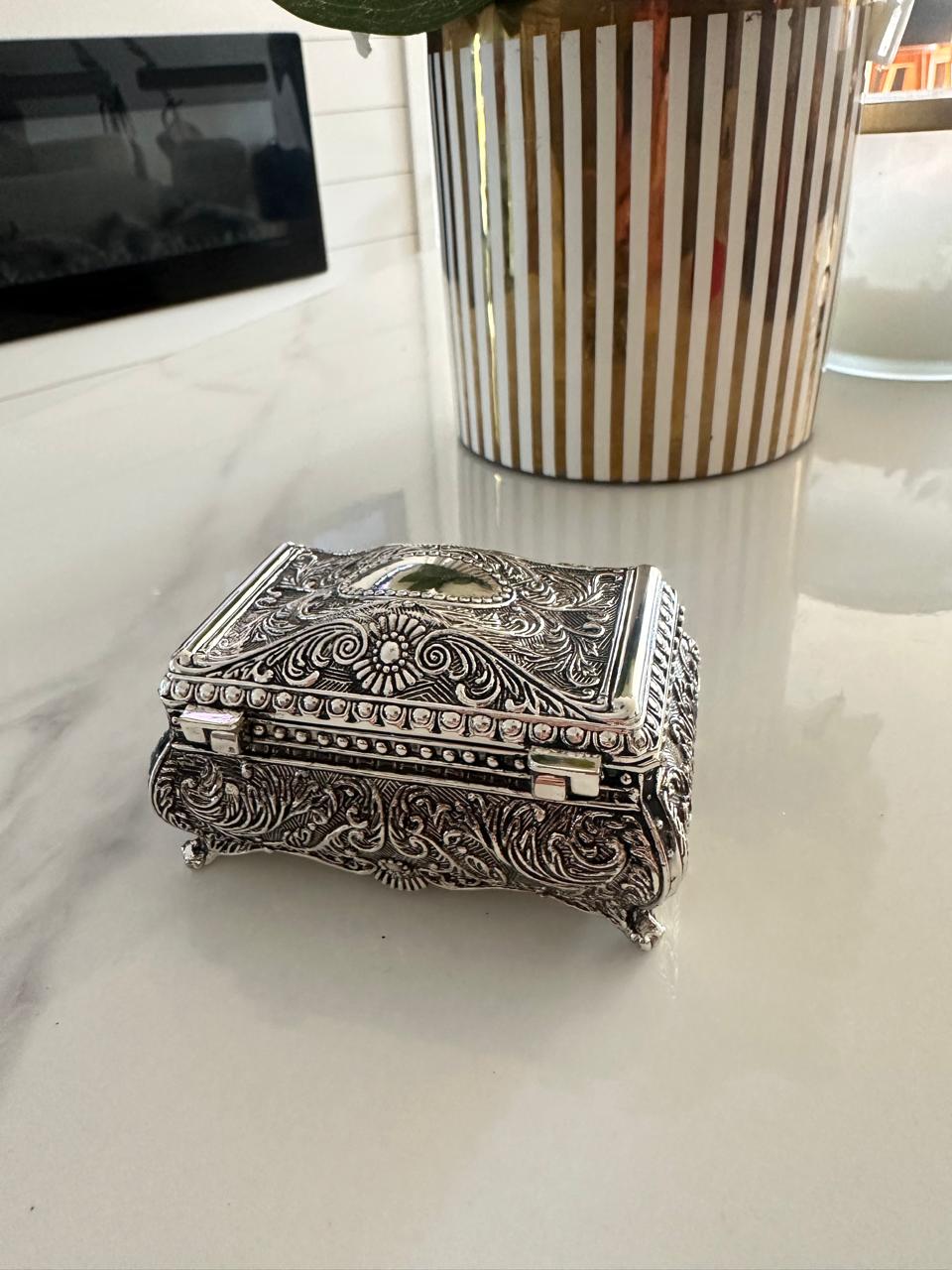 Vintage Silver Filigree Jewelry Box