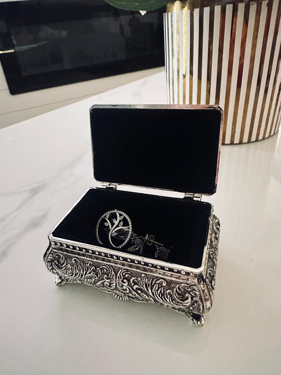 Vintage Silver Filigree Jewelry Box