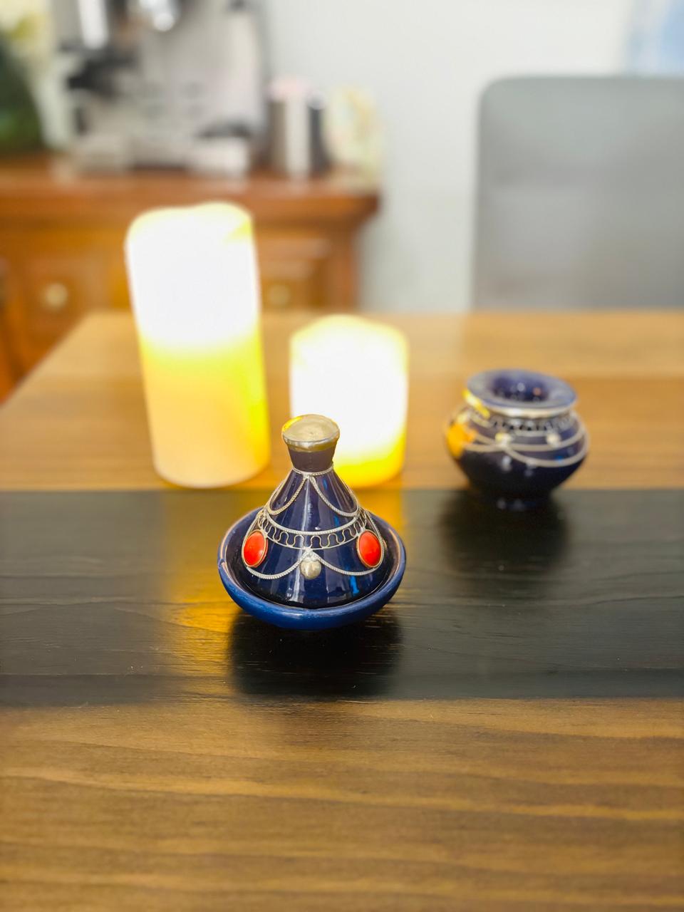 Blue Atlas Maple Ember Mini Tajine, small ceramic cooking dish with lid, ideal for flavorful stews and traditional Moroccan cuisine.